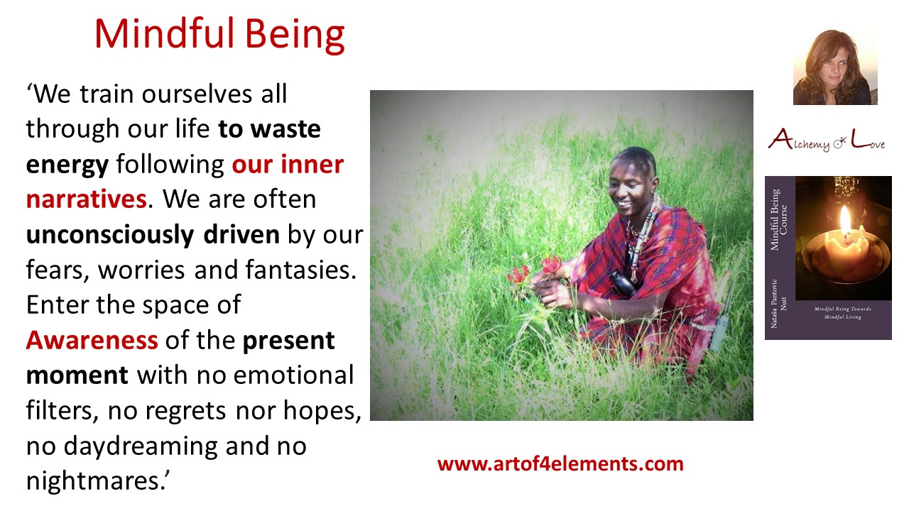 Mindful Being quote by Nuit about consciousness, awareness, present moment, mindfulness